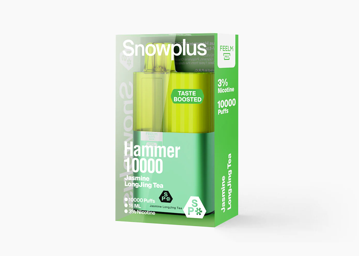 Snowplus Hammer 10000 Puffs Jasmine LongJing Tea Flavor Ceramic Coil Vape - Six Pandas