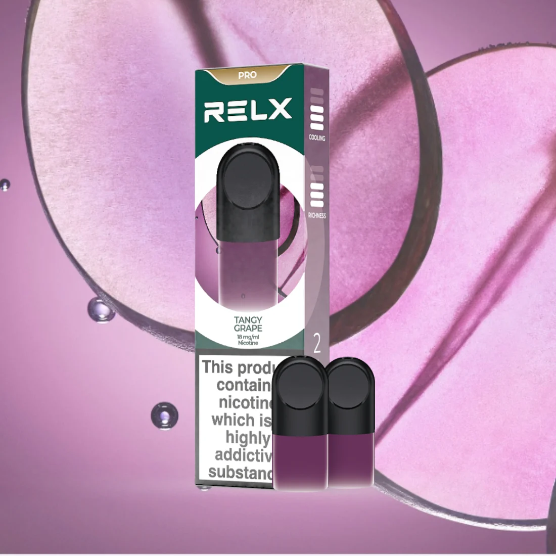 RELX Pod Pro Fruit Juicy Tangy Grape Flavors 18mg/ml Nicotine - Six Pandas