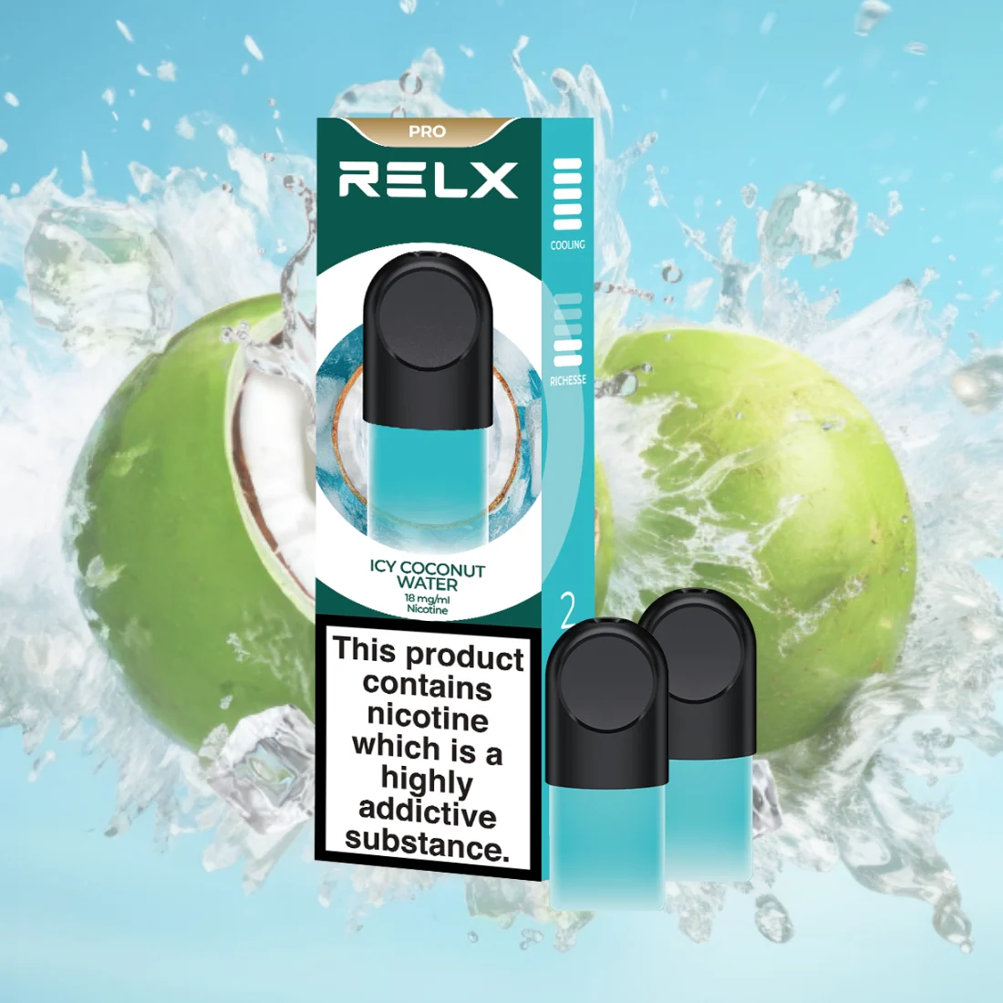 RELX Pod Pro Ice Coconut Water Beverage Flavors 18mg/ml Nicotine - Six Pandas
