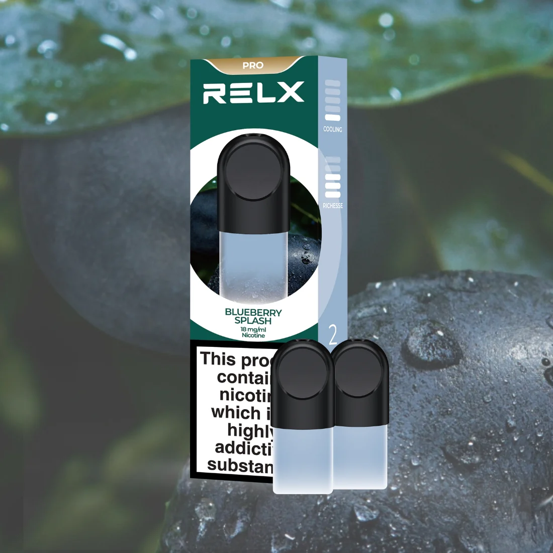RELX Pod Pro Fruit Juicy Blueberry Splash Flavors 18mg/ml Nicotine - Six Pandas