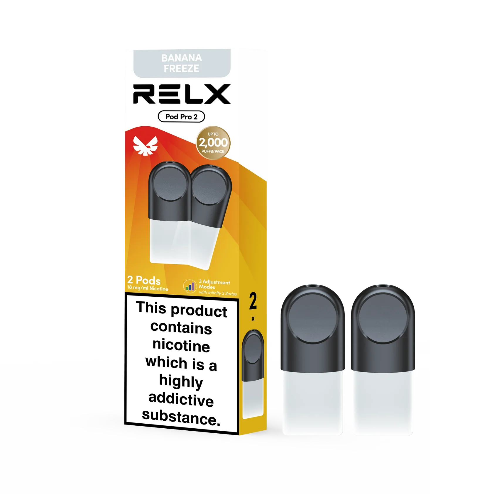 RELX Pod Pro Banana Freeze Dessert Flavors 18mg/ml Nicotine - Six Pandas