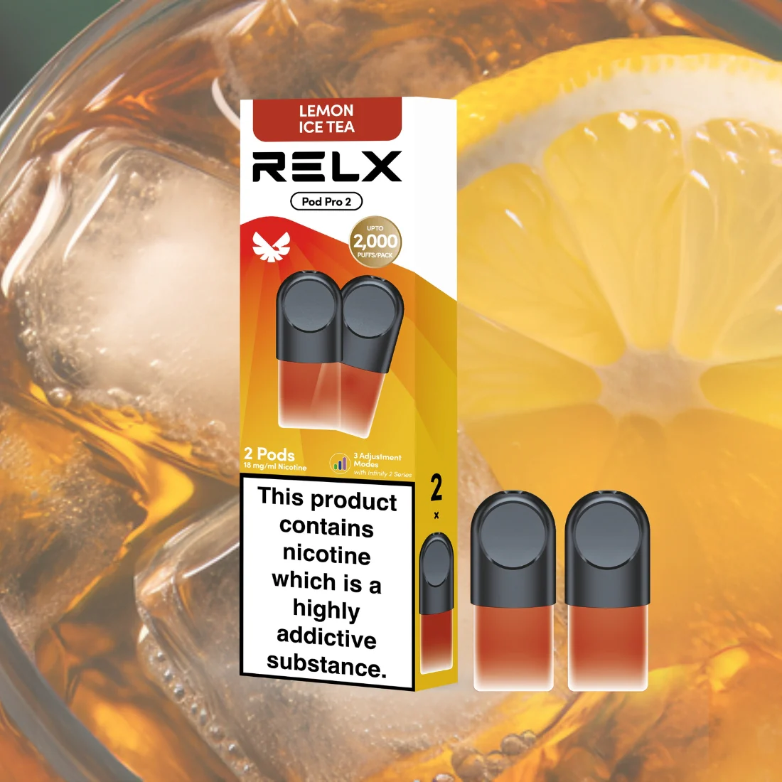 RELX Pod Pro Lemon Ice Tea Flavors 18mg/ml Nicotine - Six Pandas